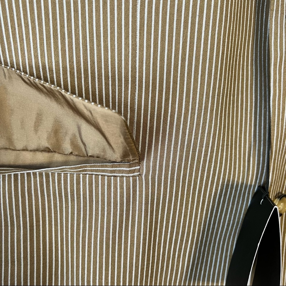 SOLD NWT vintage BOSS Hugo Boss cotton silk brown pinstripe oversized blazer XL - Picture 7 of 13